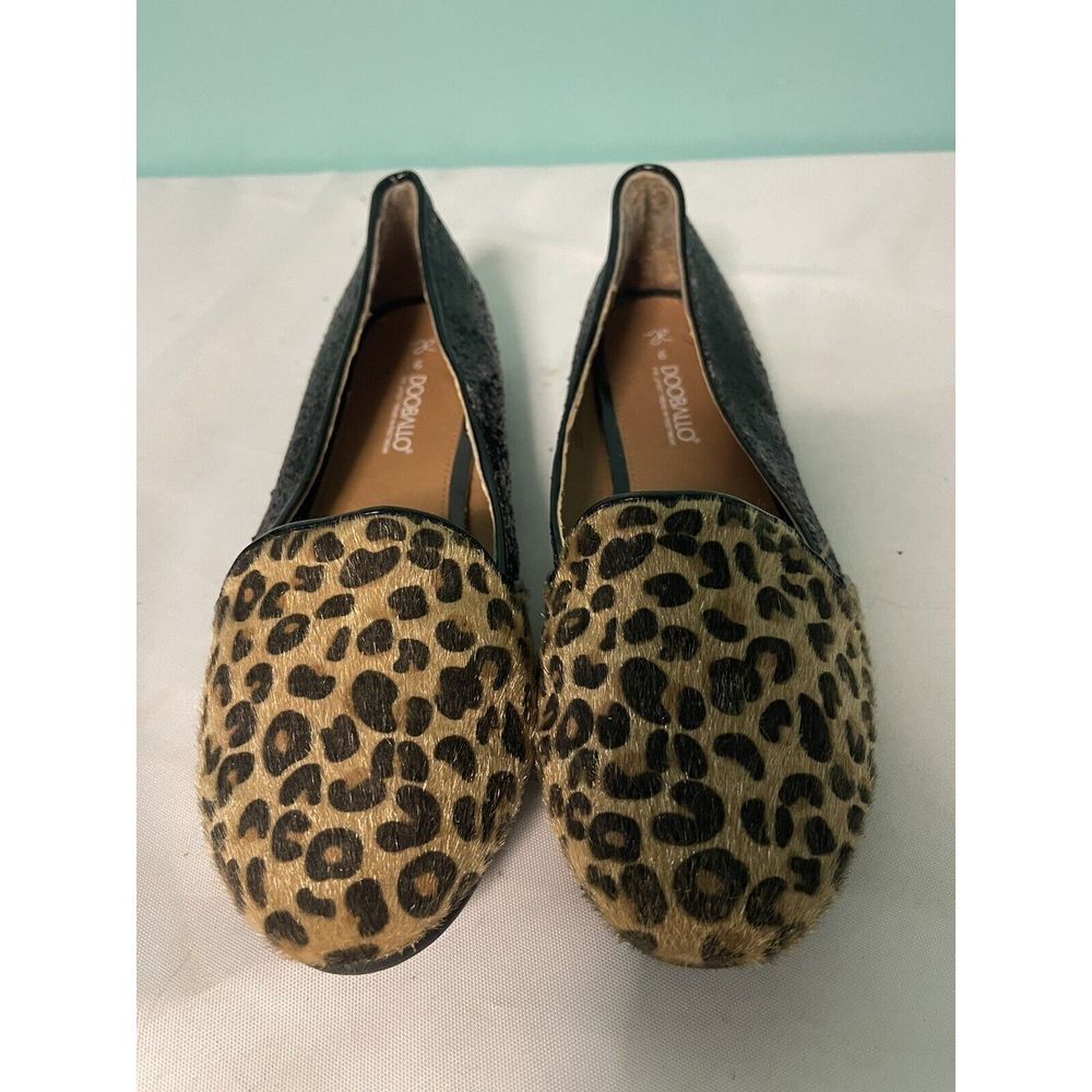 Dooballo Chettah With Glitter Black Flat Shoes S-213